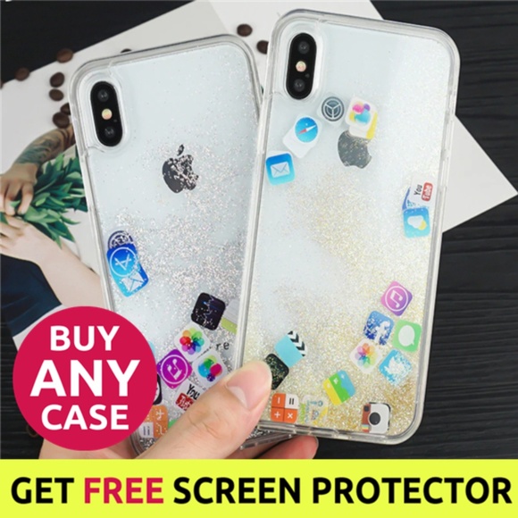 GoByte Accessories - NEW iPhone 7/8 Liquid Glitter Icon Case
